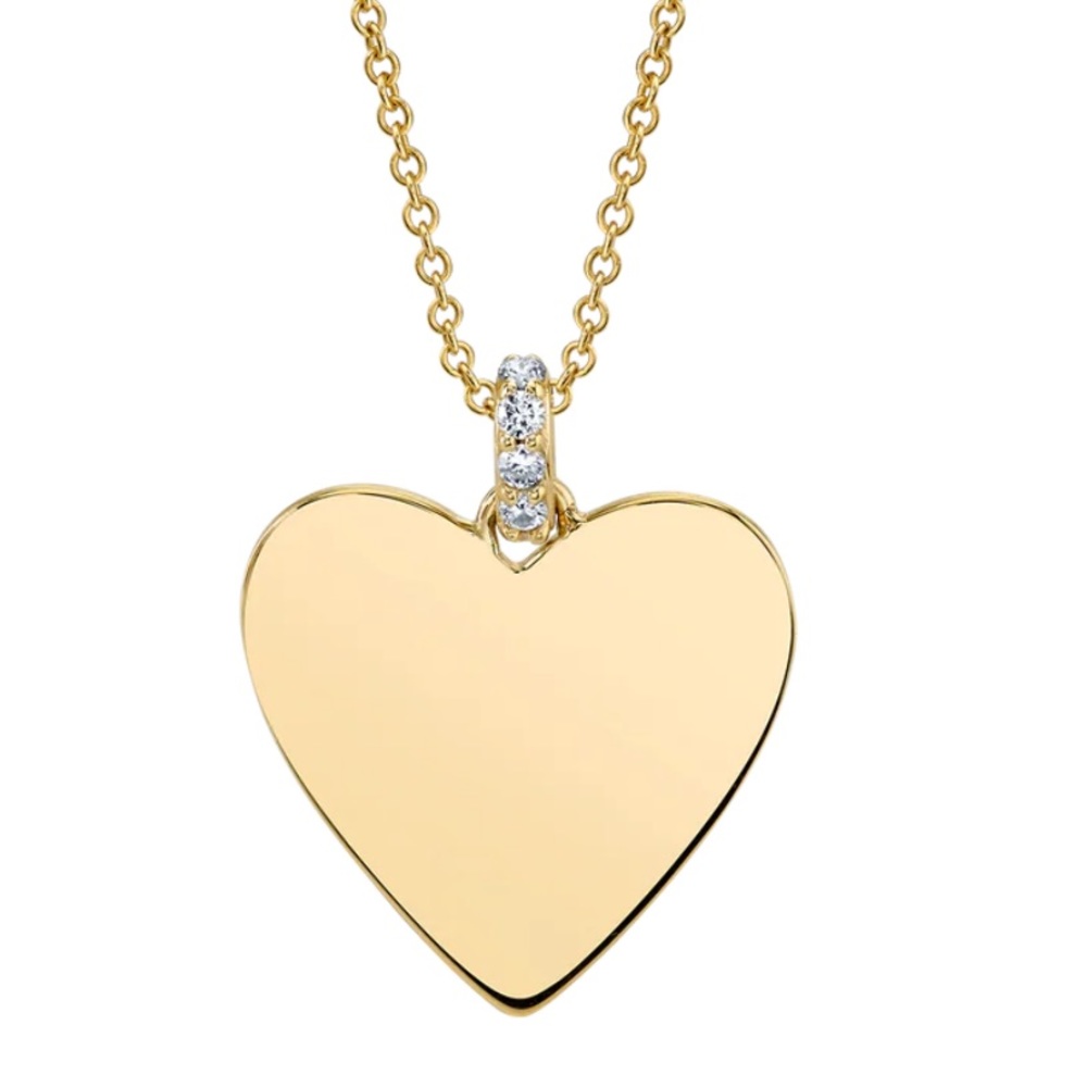 14 Kt Gold Heart Pendant with Diamond Bale Charm